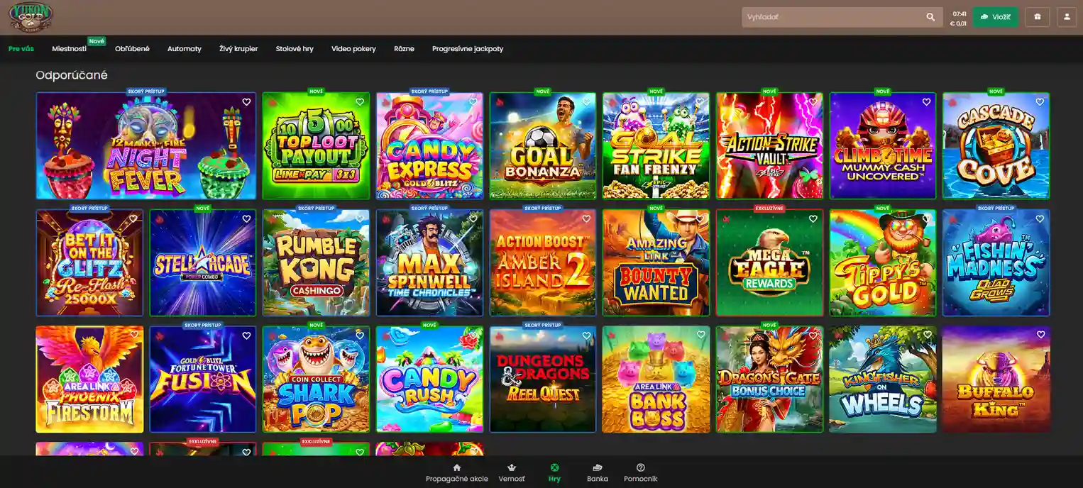 Yukon Gold Casino recenzie na hry