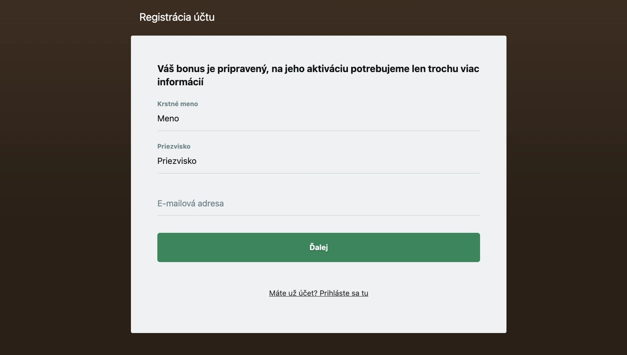 Yukon Gold Casino registračný formulár